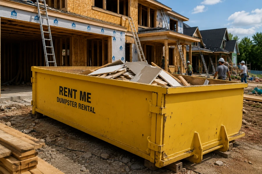 construction site with dumpster rental in Macon